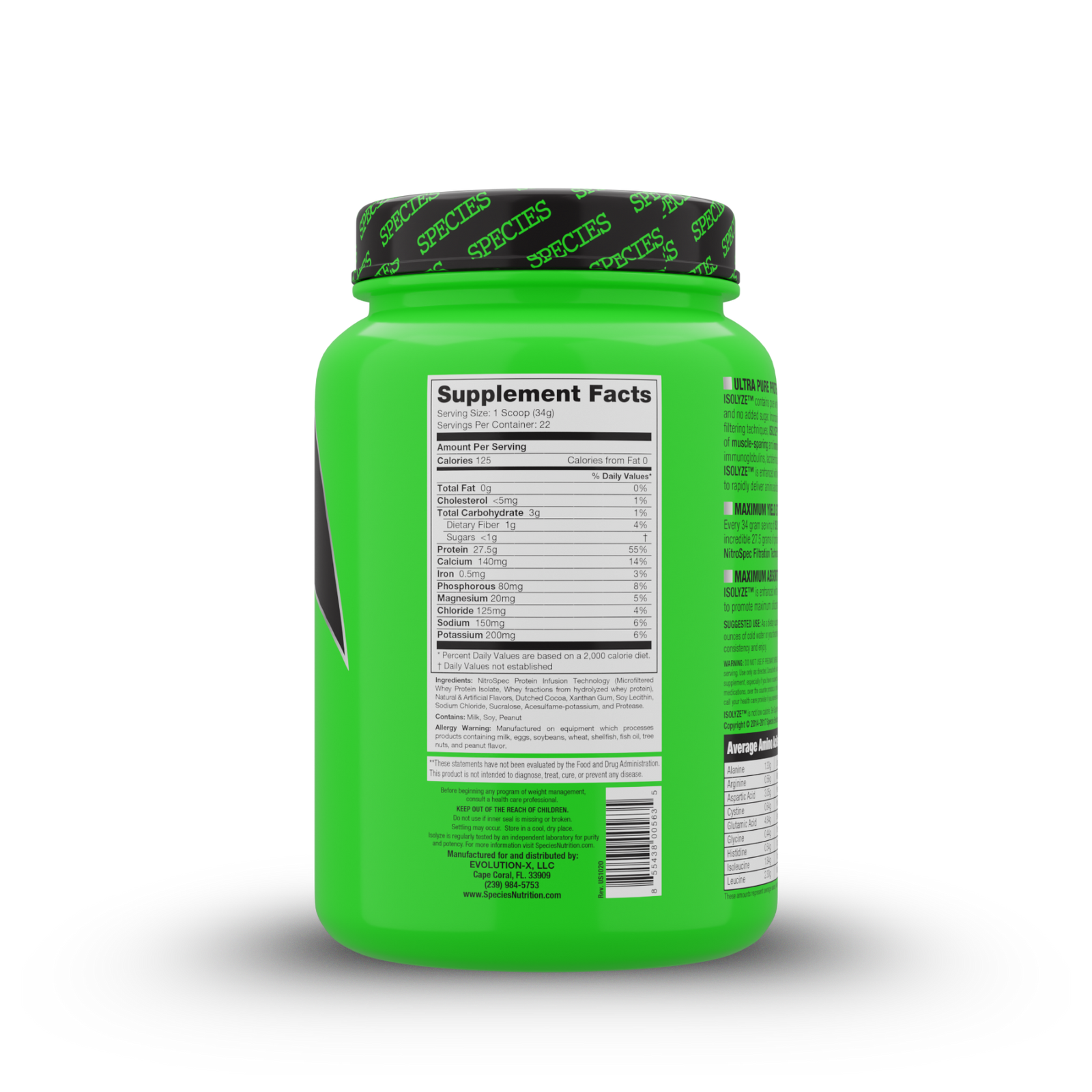 Isolyze 22 Serve Chocolate Peanut Butter - Back