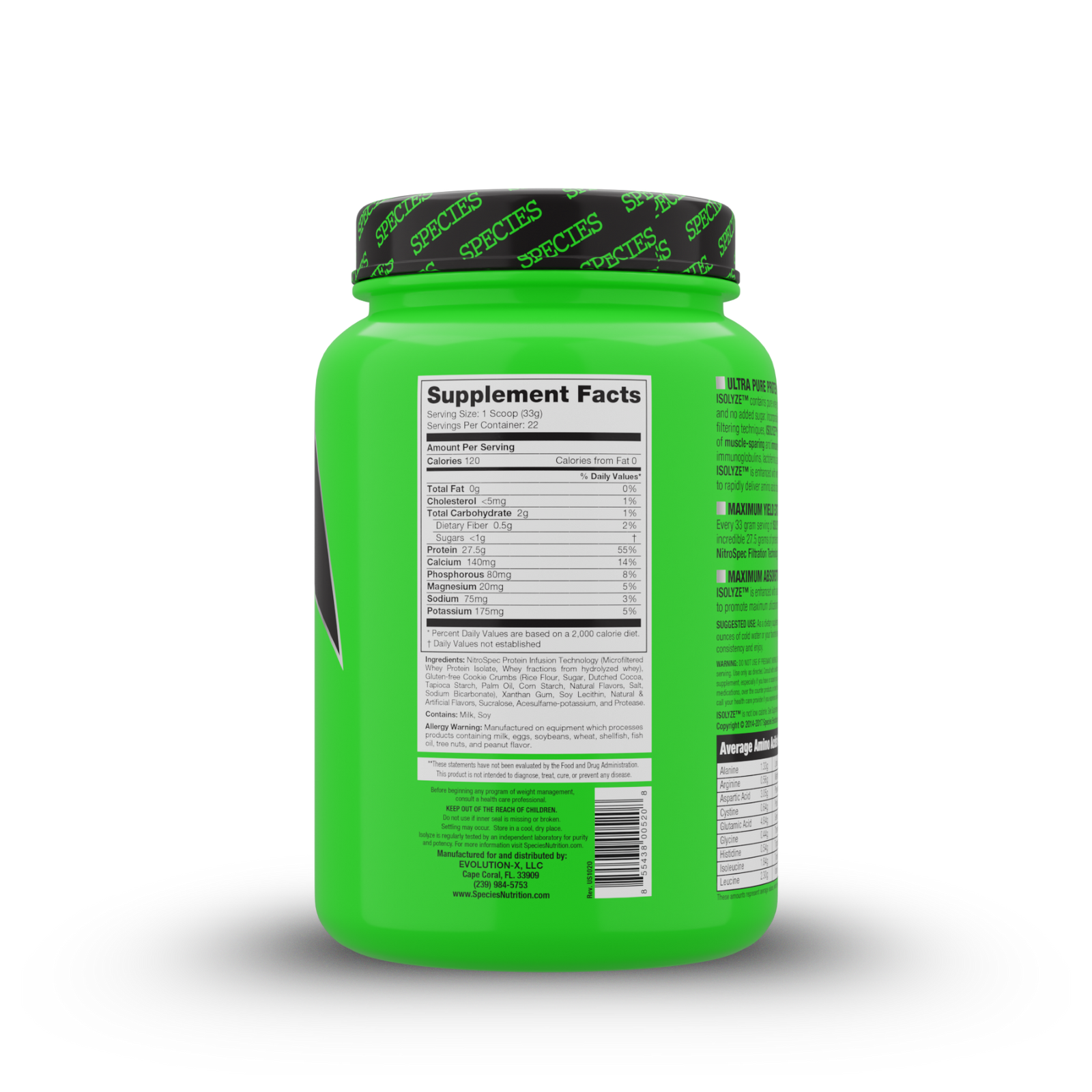 Isolyze 22 Serve Cookies & Cream - Back