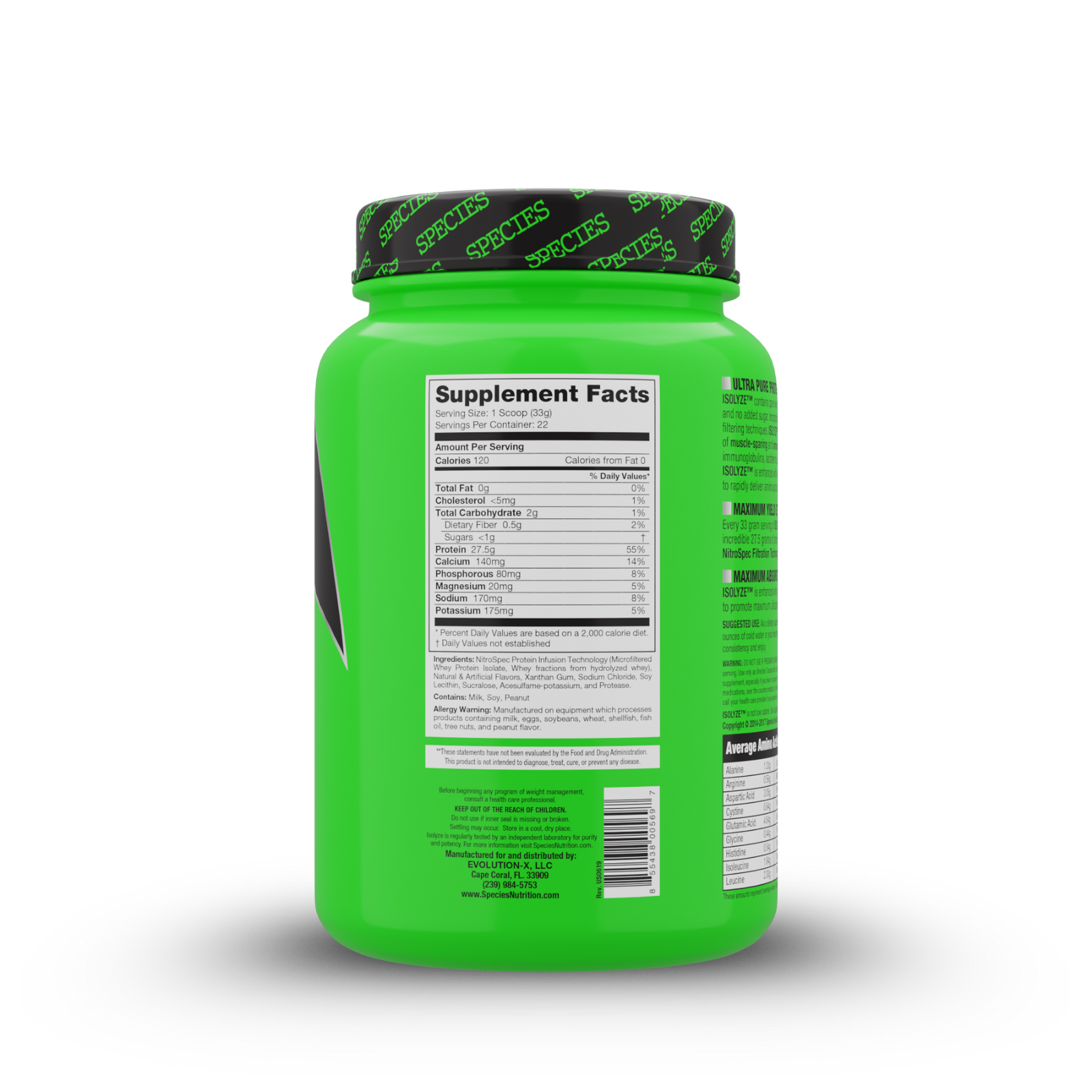 Isolyze 22 Serve Vanilla Peanut Butter - Back