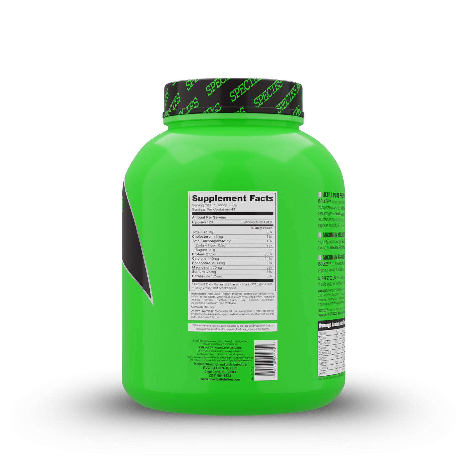 Isolyze 44 Serve Chocolate Peanut Butter - Back