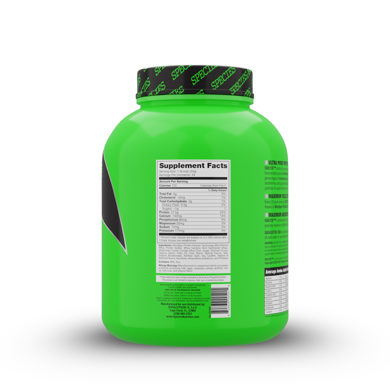 Isolyze 44 Serve Vanilla Peanut Butter - Back