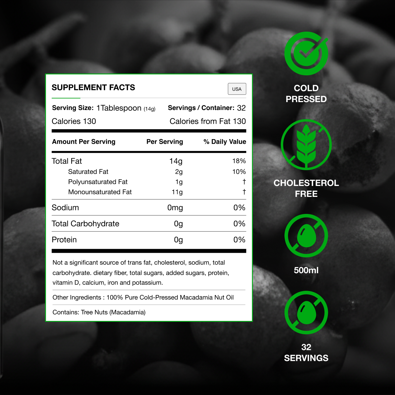 Macadamia Nut Oil - Supplement Facts